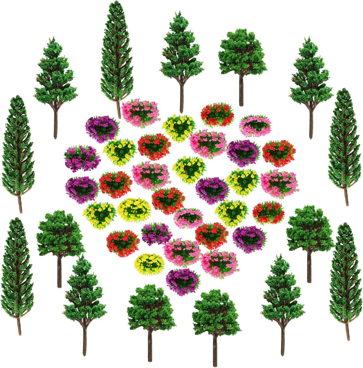 47pcs Mixed Model Trees Fake Architecture Trees Scale Bushes Diorama Tree